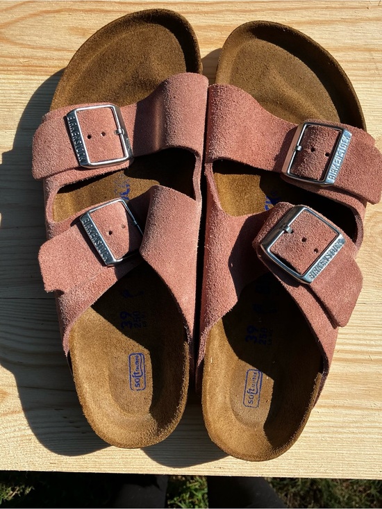 Birkenstock Shoes - Birkenstock Arizona Soft Footbed Pink Clay Suede Sandals Narrow EU 39 US 8